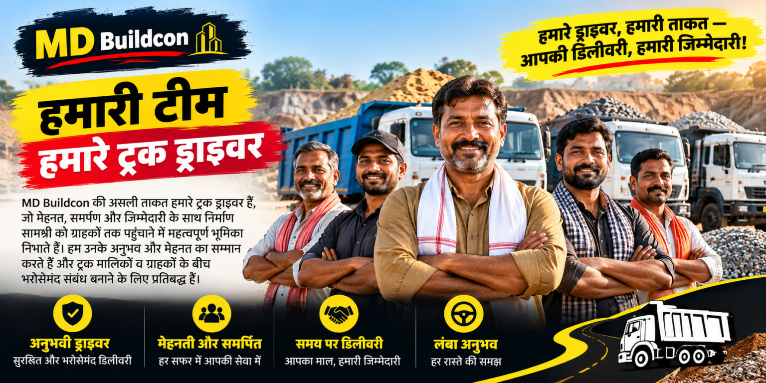 MD Buildcon के ट्रक ड्राइवर – निर्माण सामग्री की ढुलाई